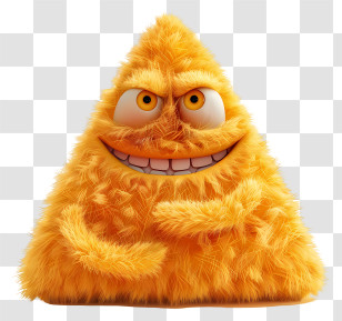 3d Cartoon Fuzzy - Furry Yellow Triangle Cartoon Character Transparent PNG