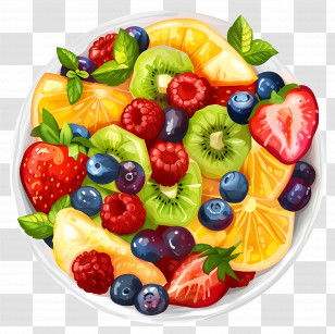 Fruit Salad - Fresh And Colorful Fruit Bowl Illustration Transparent PNG