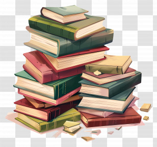 Animated Books - Stack Of Colorful Books For Knowledge And Reading Transparent PNG