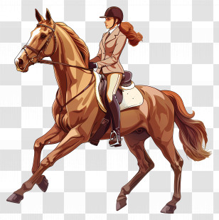 Dressage - Elegant Cartoon Horse And Rider Transparent PNG