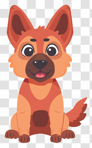 Dog German Shepherd - Adorable Smiling Cartoon Dog Transparent PNG