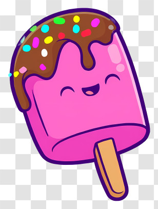 Cartoon Ice Lolly - Cute Pink Popsicle Cartoon Transparent PNG