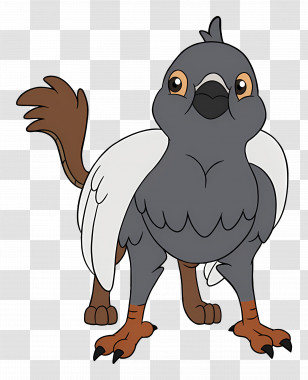 Puddles - Cute Gray Bird With Wings Transparent PNG