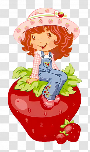 Strawberry Shortcake - Cute Girl Sitting On A Giant Strawberry Transparent PNG