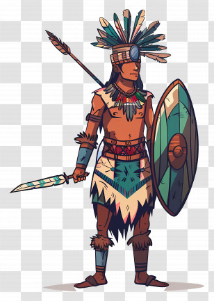 Tribal Warrior - Tribal Warrior With Shield And Spear Transparent PNG