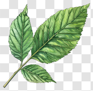 Ash Leaf - Detailed Green Leaves Illustration On White Background Transparent PNG