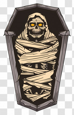 Scary Mummy - Mummy In Coffin Illustration Transparent PNG