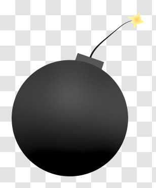 Timer Bomb - Minimalistic Black Bomb Icon With A Lit Fuse Transparent PNG