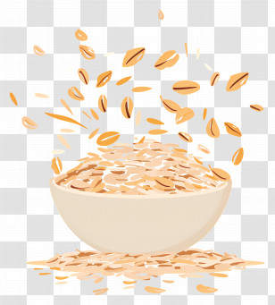 Oatmeal - Bowl Of Oatmeal With Flying Grains Transparent PNG