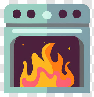Gas Stove - Hot Oven With Fire Inside Transparent PNG