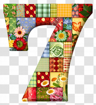 Number 7 - Colorful Patchwork Number Seven Transparent PNG