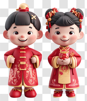 Chinese New Year - Children In Chinese Traditional Dress For New Year Transparent PNG