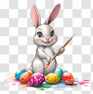 Easter Bunnys Workshop - Easter Bunny Painting Eggs Transparent PNG