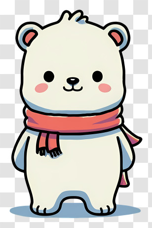 Cartoon - Polar Bear Wearing A Scarf Illustration Transparent PNG