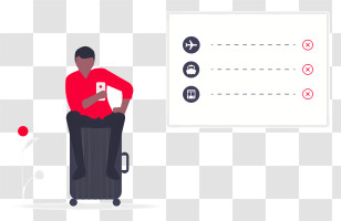 Man Sitting On A Suitcase - Person With Suitcase Transparent PNG