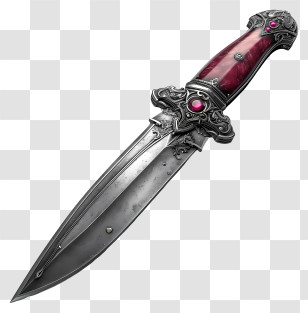 Knife - Ornate Dagger With Red Gem Transparent PNG