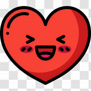 Heart Emoji - Happy Red Heart Cartoon Illustration Transparent PNG