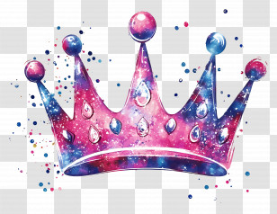 Glitter Crown - Colorful Jewel Crown Illustration Transparent PNG