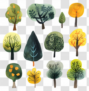 Tree - Colorful Watercolor Trees Collection Transparent PNG