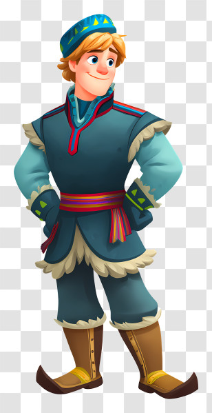 Frozen Kristoff - Animated Man In Blue Outfit Transparent PNG