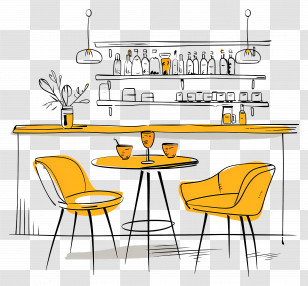 Cafe Interior - Modern Cafe Seating Illustration Transparent PNG