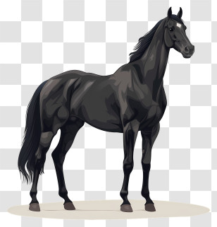 Black Horse - Realistic Illustration Of A Black Horse Transparent PNG