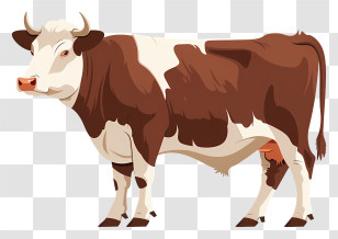 Hereford Cattle - Illustration Of Brown And White Cow Transparent PNG