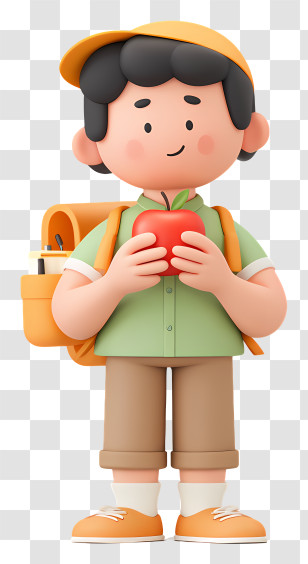 Student Eating Sandwich - Cute Schoolboy With Apple Transparent PNG