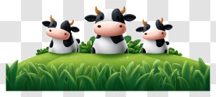 Cows With Green Field - Cartoon Cows In Pasture Transparent PNG