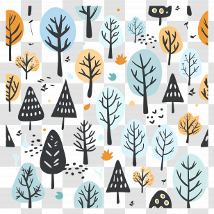 Tree Pattern - Abstract Tree Pattern For Seasonal Decorative Designs Transparent PNG