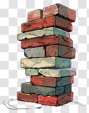 Stack Of Bricks - Stack Of Colorful Wooden Blocks In Cartoon Style Transparent PNG