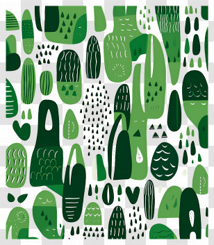 Abstract Backgrounds - Green Abstract Pattern With Leaf Motifs Transparent PNG