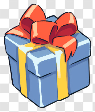 Gift Box - Blue Gift Box With Orange Ribbon Transparent PNG