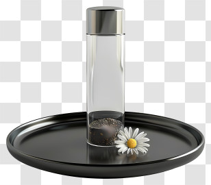 Pepper Shaker - Glass Bottle On A Tray With A Flower Transparent PNG