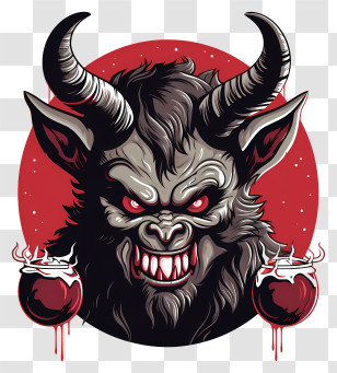 Satanic Gargoyle - Scary Demon With Red Eyes Transparent PNG
