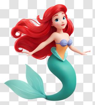 Ariel - Mermaid With Red Hair Transparent PNG