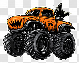 Halloween Monster Truck - Powerful Monster Truck Illustration Transparent PNG