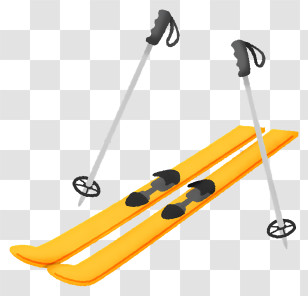 Icon - Yellow Skis With Poles Transparent PNG