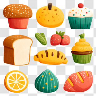 Bread And Pastry - Assorted Baked Goods And Desserts Transparent PNG