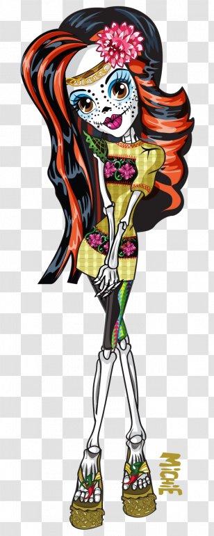 Monster High Frights, Camera, Action! Elissabat Skelita Calaveras Doll - Watercolor Transparent PNG