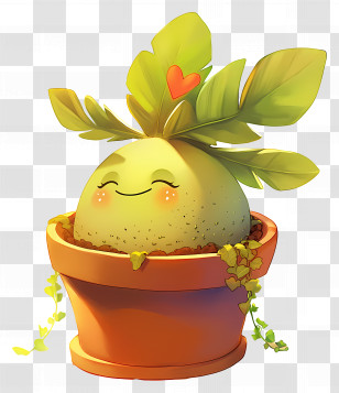 Kawaii Pear - Smiling Plant In Pot Transparent PNG