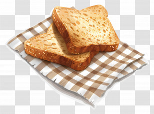 Toasted Bread - Warm Toasted Bread Slices On Plaid Cloth Transparent PNG