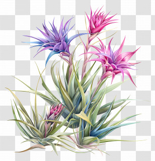 Tillandsia Air Plant - Colorful Air Plants Botanical Illustration Transparent PNG