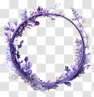 Circle Frame - Purple Floral Wreath With Delicate Botanical Details Transparent PNG