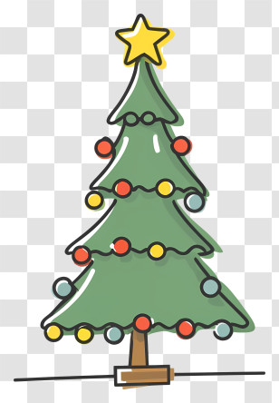 Christmas Tree - Decorated Christmas Tree With Star On Top Transparent PNG