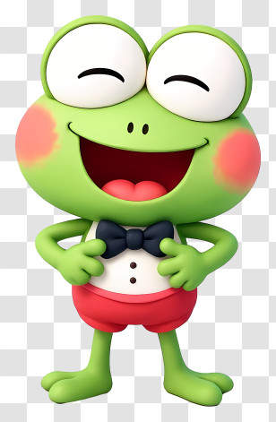 Keroppi - Green Frog Cartoon Character With Bow Tie Transparent PNG