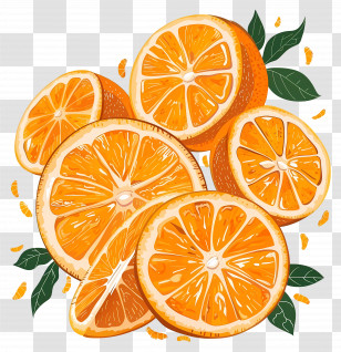 Orange Fruit - Fresh Orange Citrus Fruit Slices Illustration Transparent PNG