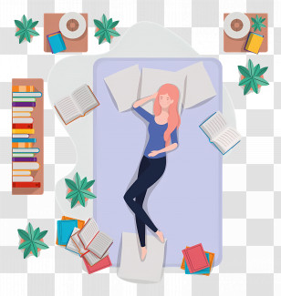 Bed Top View - Woman Reading Books In Bed Transparent PNG