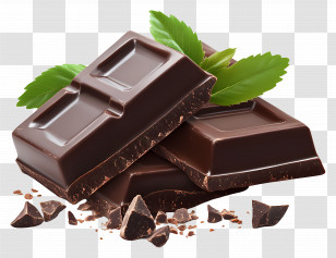 Piece Of Chocolate - Dark Chocolate Bars With Mint Leaves Transparent PNG