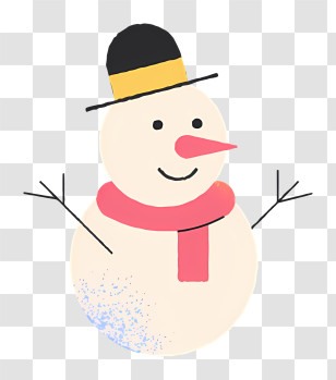 Snowman - Snowman With Scarf And Hat Transparent PNG